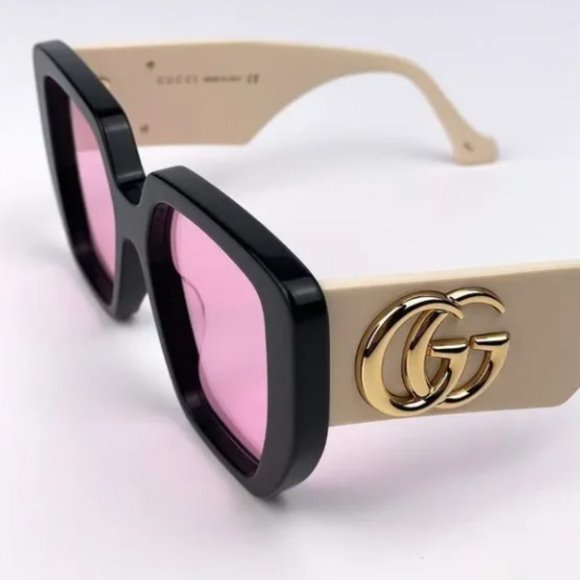 NEW Gucci GG0956S 002 Rectangle Oversized Black Pink Women Sunglasses main image 5